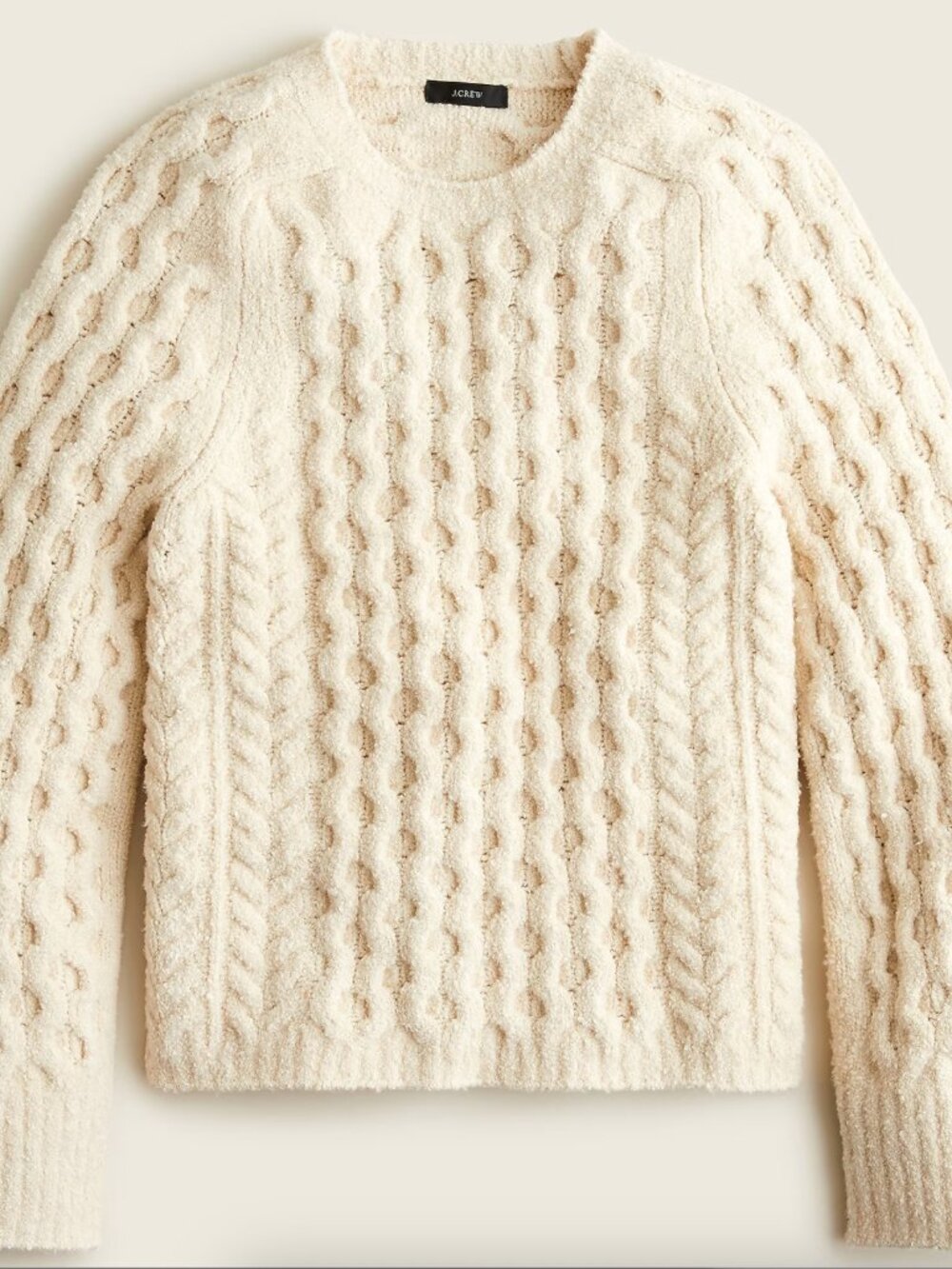 J. Crew Cream Cable Knit Crewneck Sweater